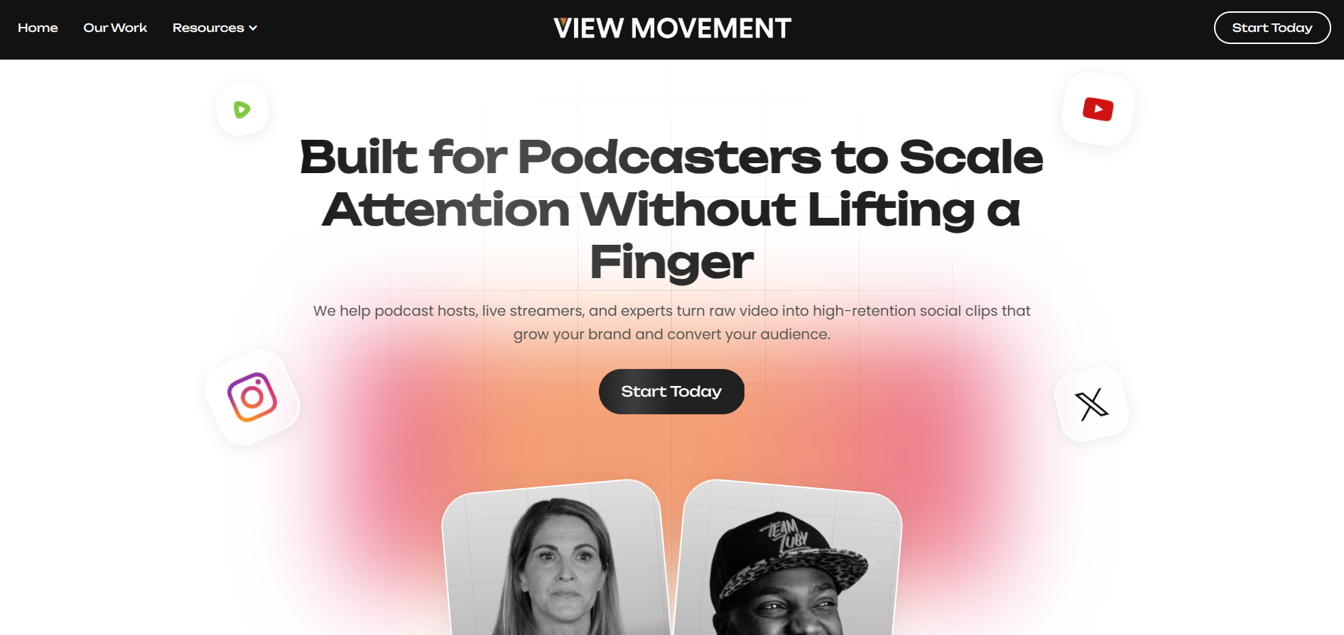 Screenshot of the View Movement website