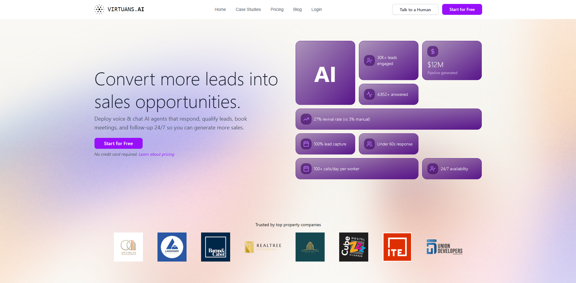Screenshot of the Virtuans website