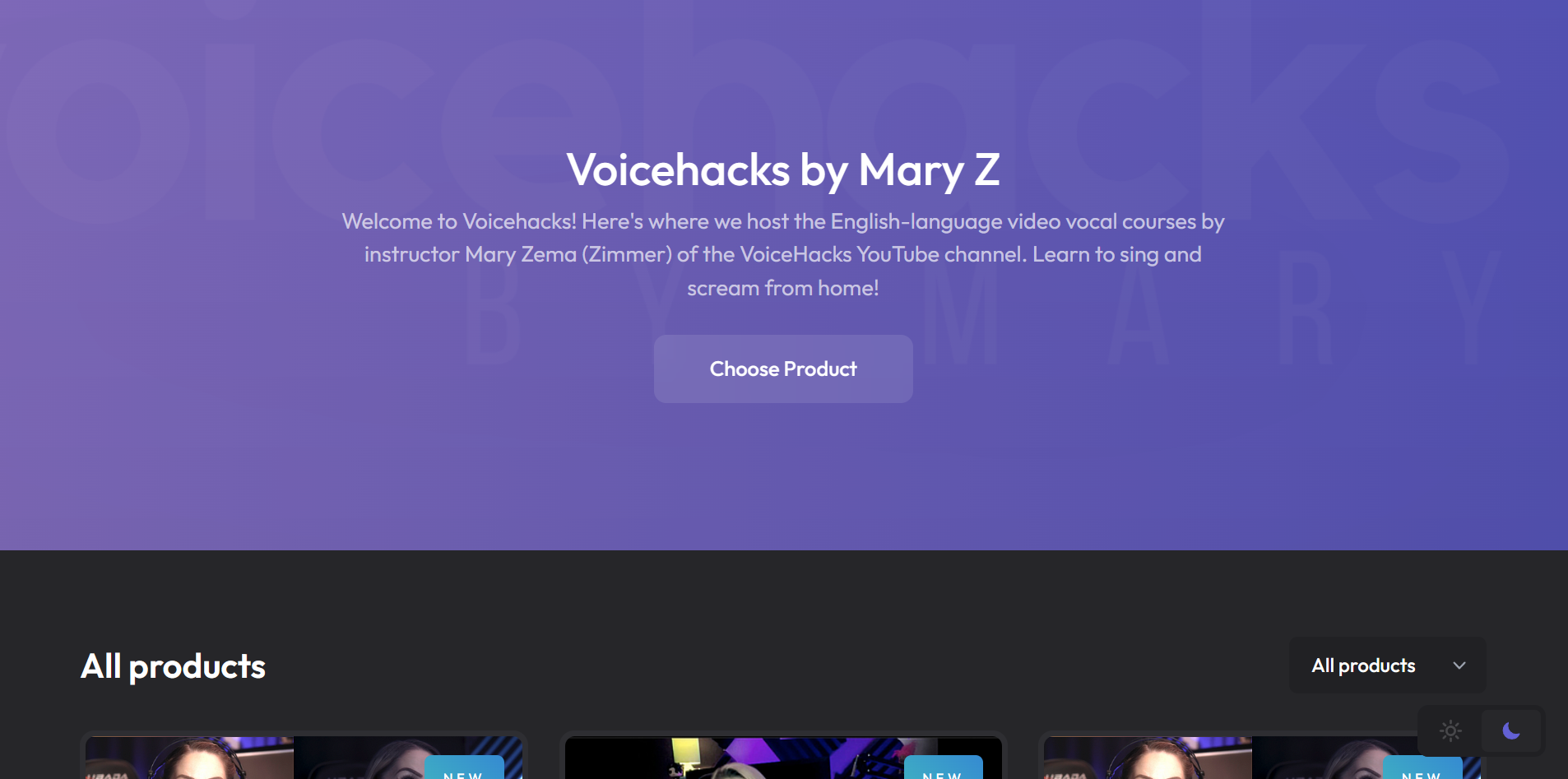 Screenshot of the Voicehacks website
