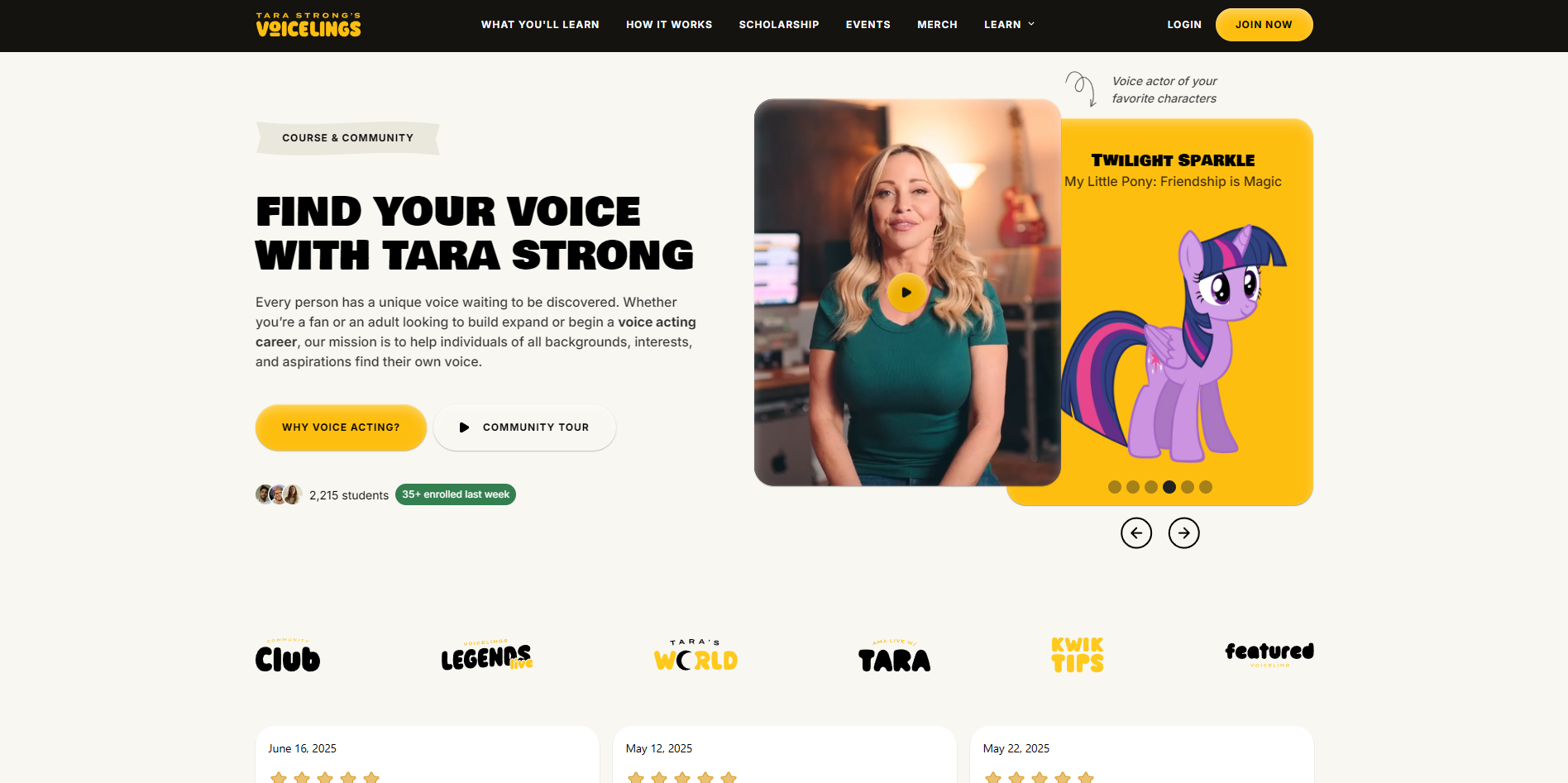 Screenshot of the Voicelings website