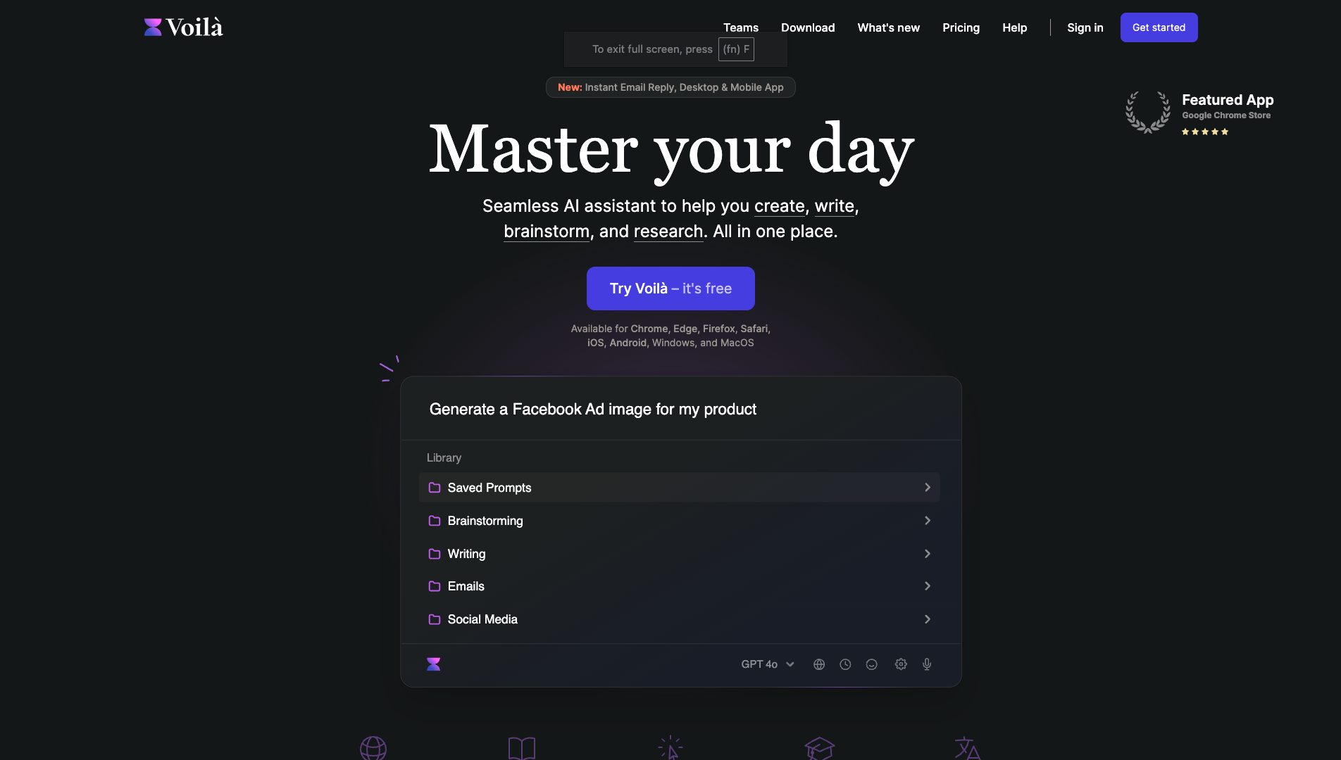 Screenshot of the Voila AI website
