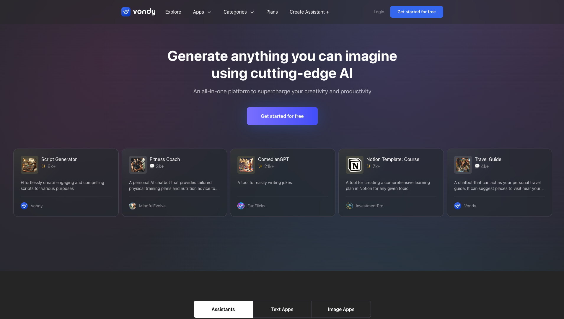 Screenshot of the Vondy website