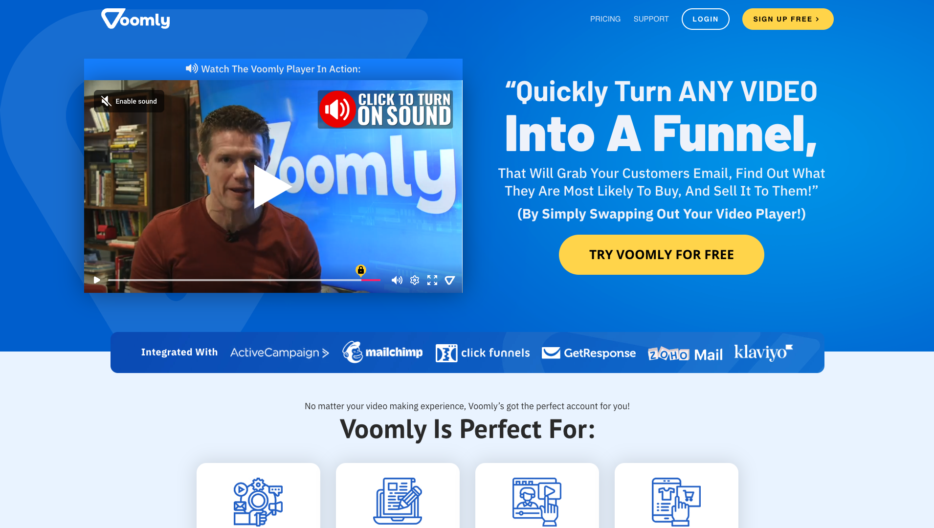 Screenshot of the Voomly website