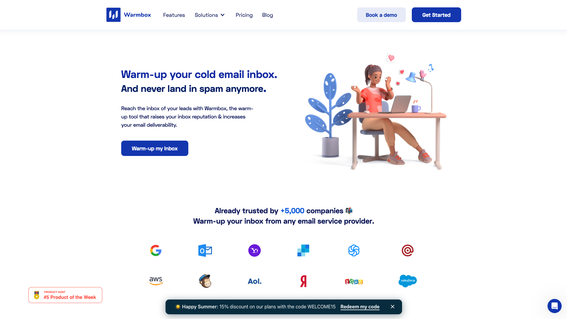Screenshot of the Warmbox website