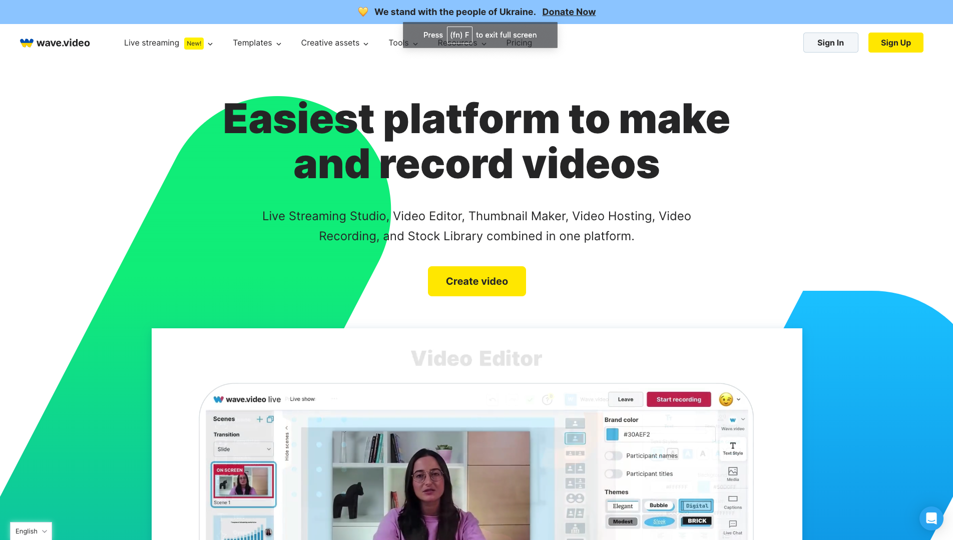Screenshot of the Wave.Video website