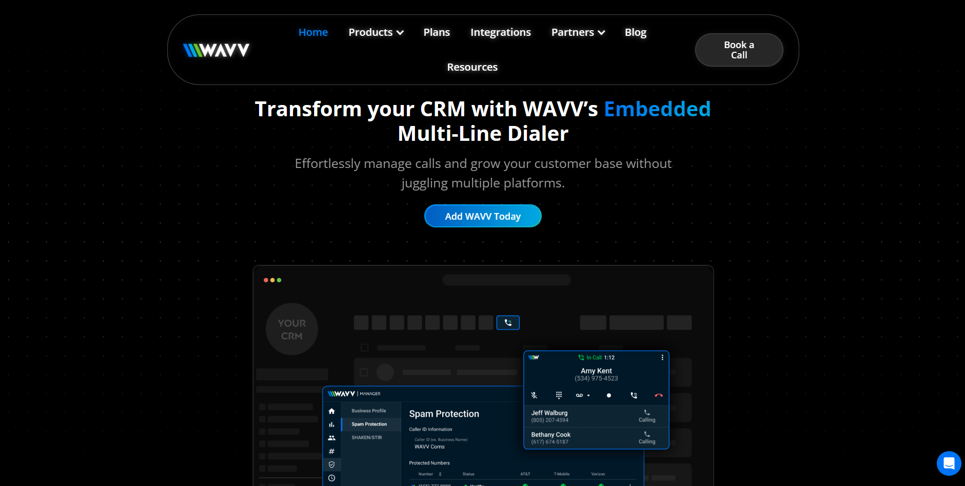 Screenshot of the Wavv website