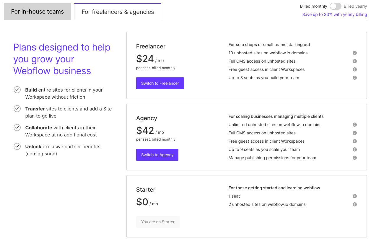 Freelancer Agency Pricing