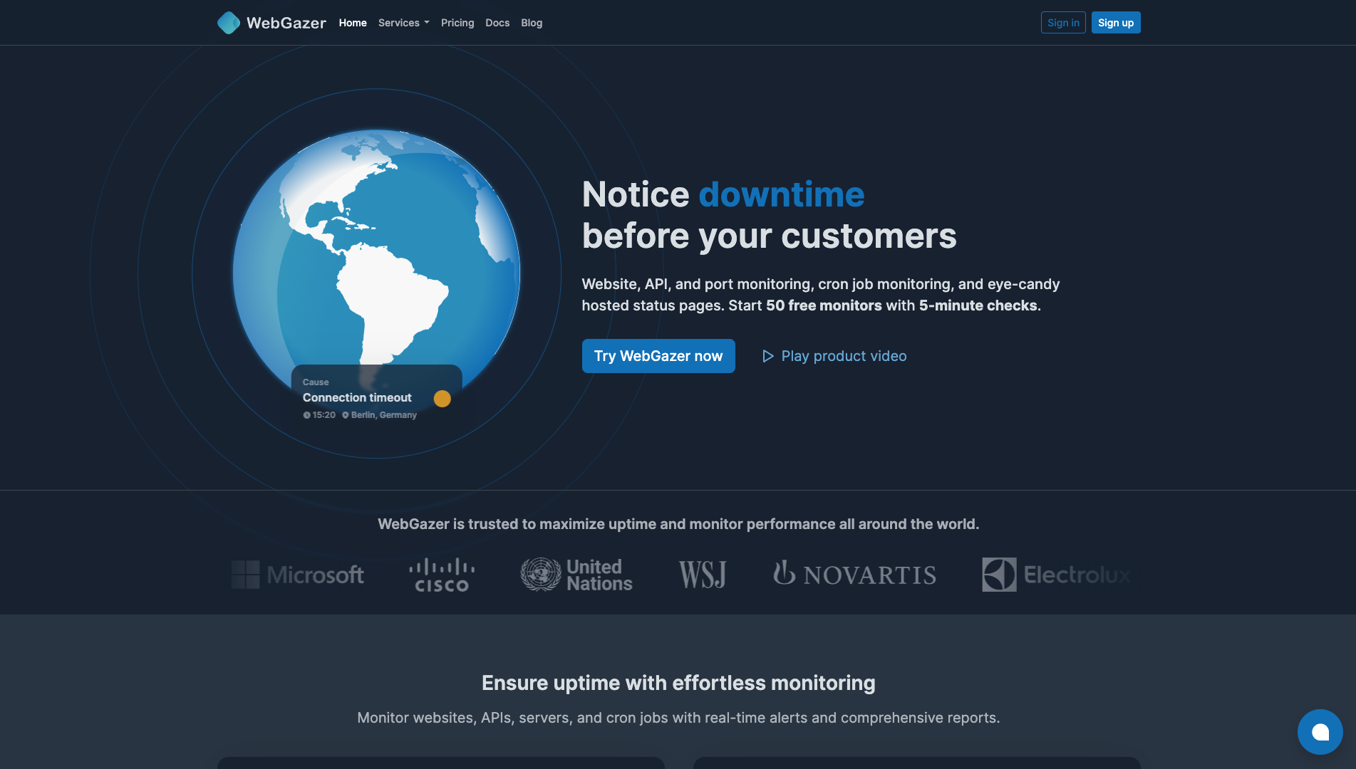 Screenshot of the WebGazer website