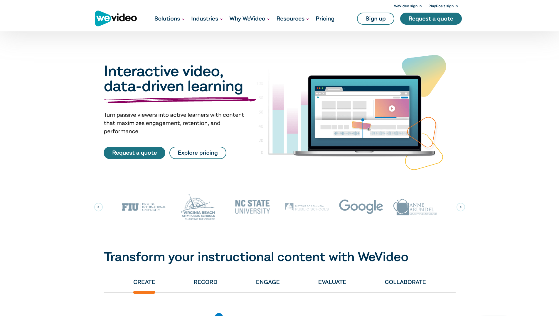 Screenshot of the WeVideo website