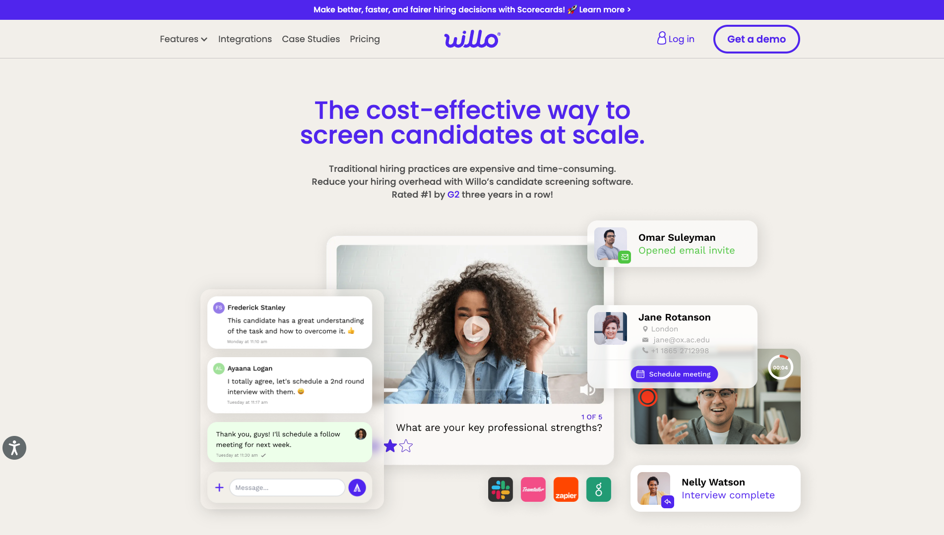 Screenshot of the Willo website