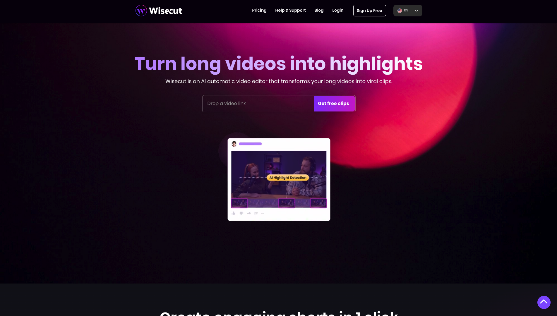 Screenshot of the Wisecut AI website