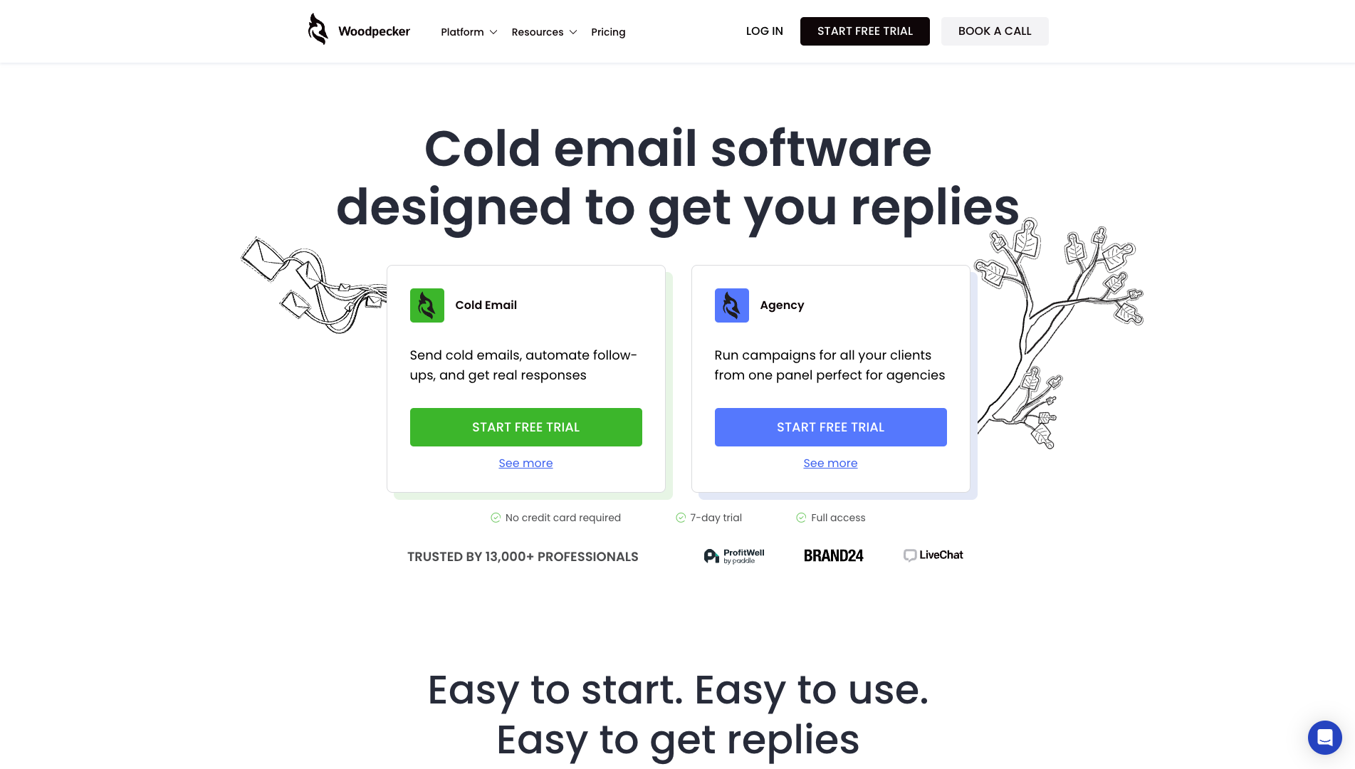 Screenshot of Woodpecker.co Homepage