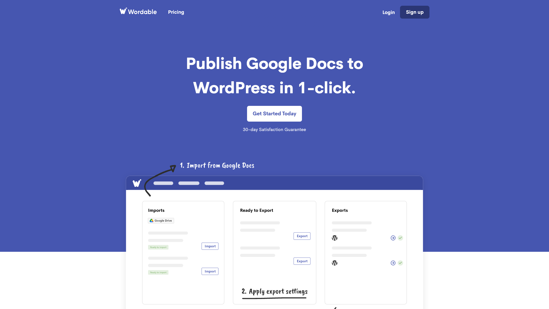 Screenshot of the Wordable website