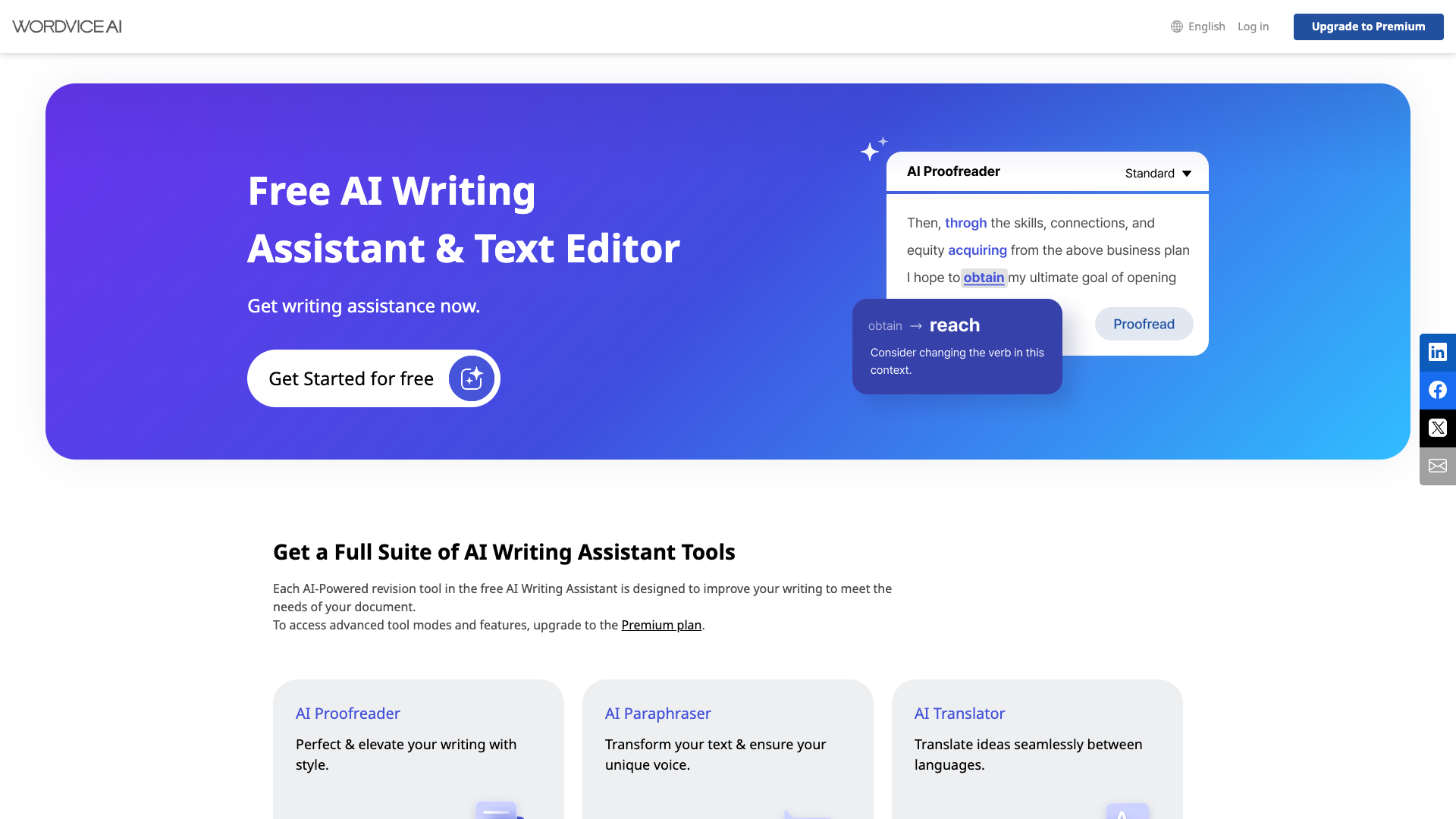 Screenshot of the Wordvice AI website