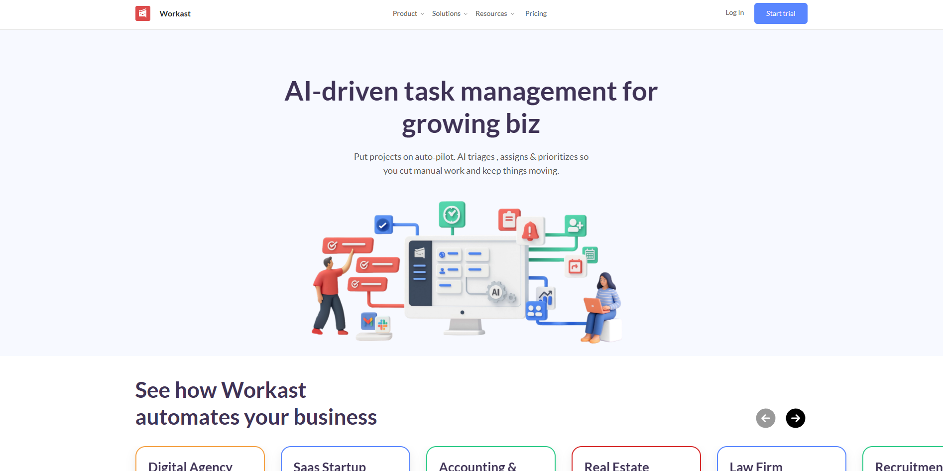 Screenshot of the Workast website