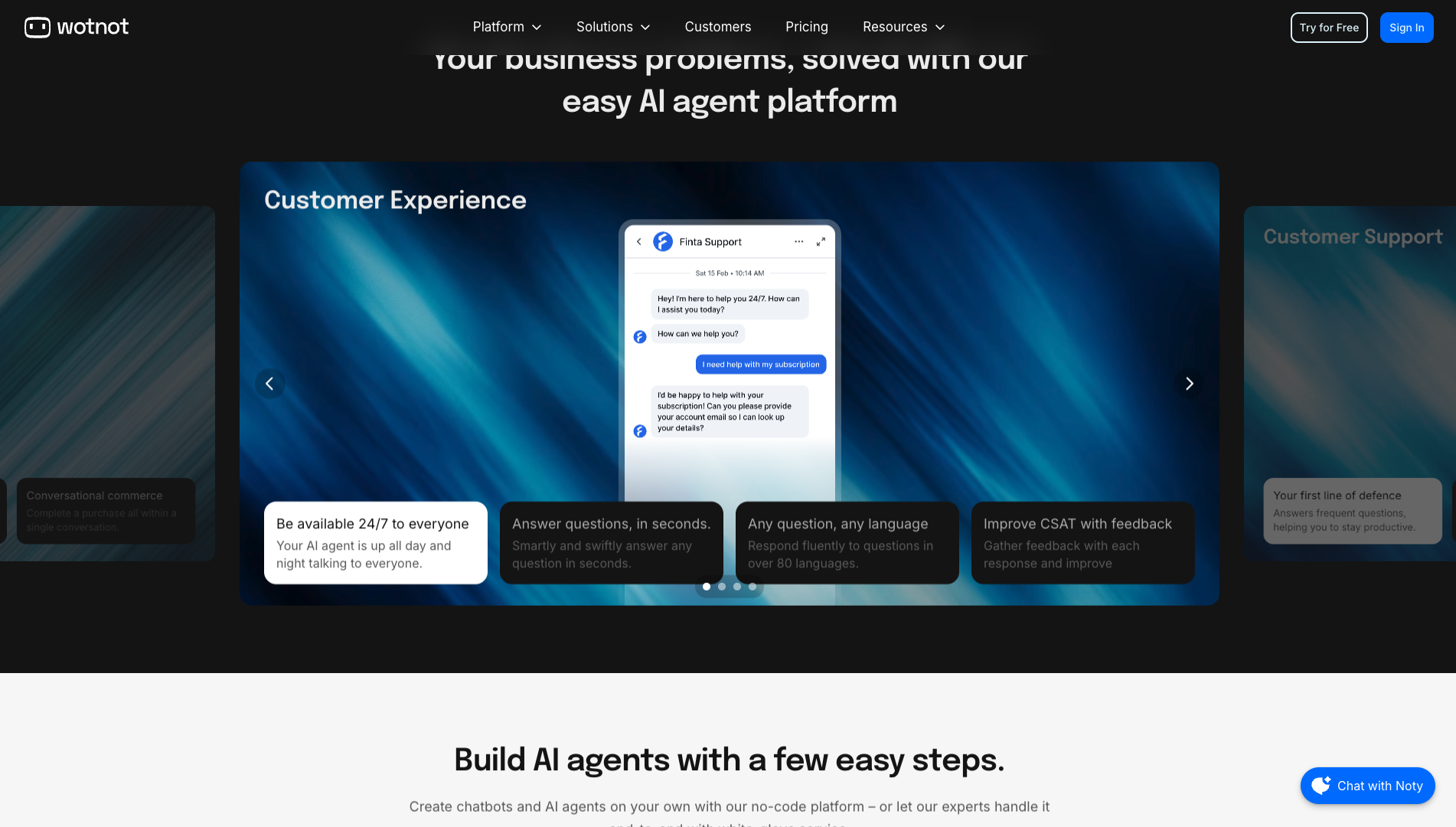 Screenshot of the WotNot website