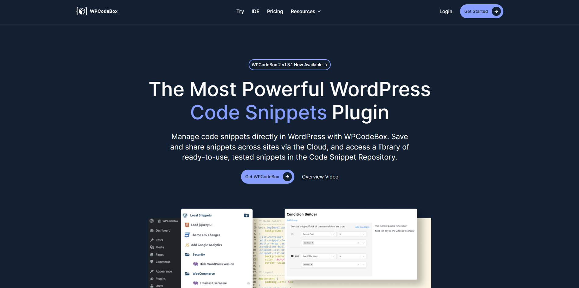 Screenshot of the WPCodeBox website