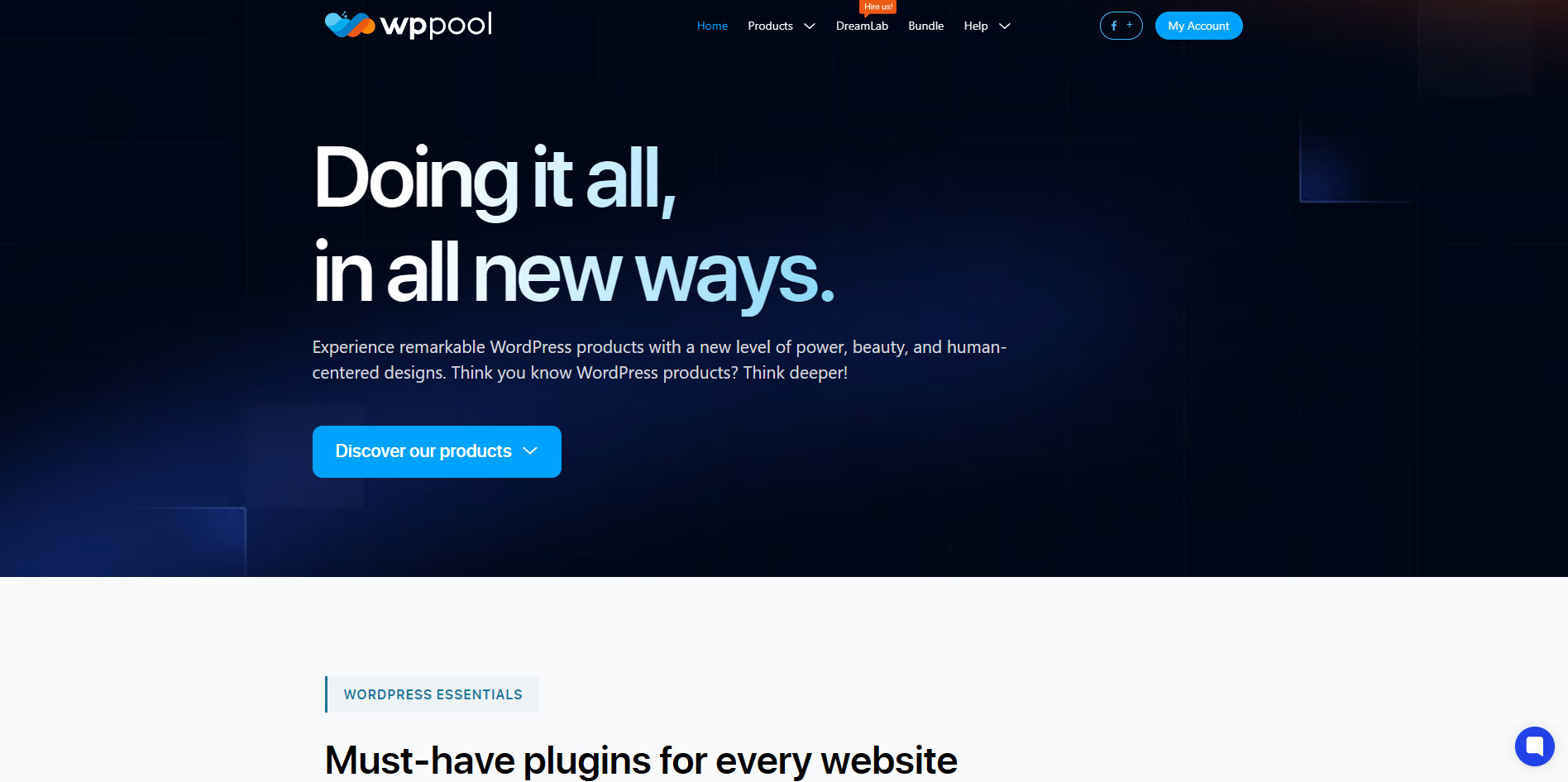 Screenshot of the WPPOOL website