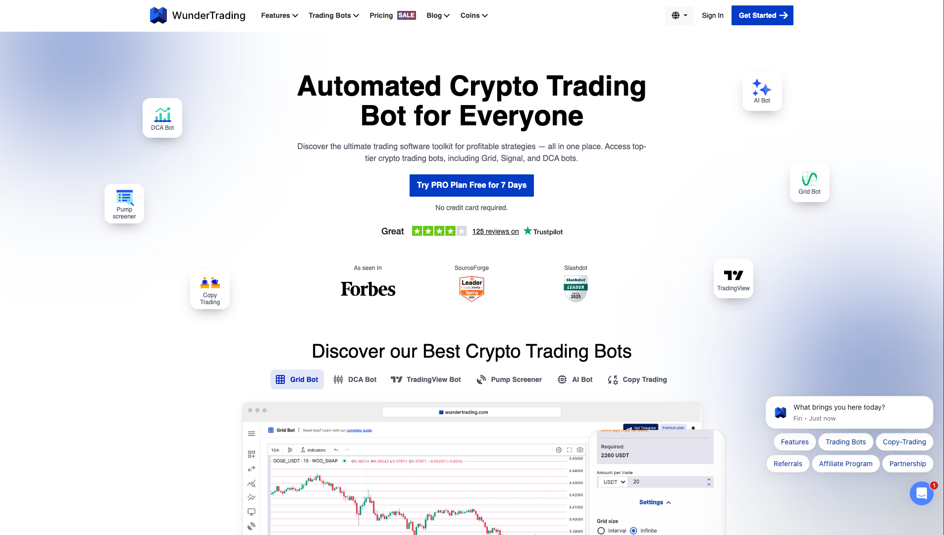 Screenshot of the WunderTrading website