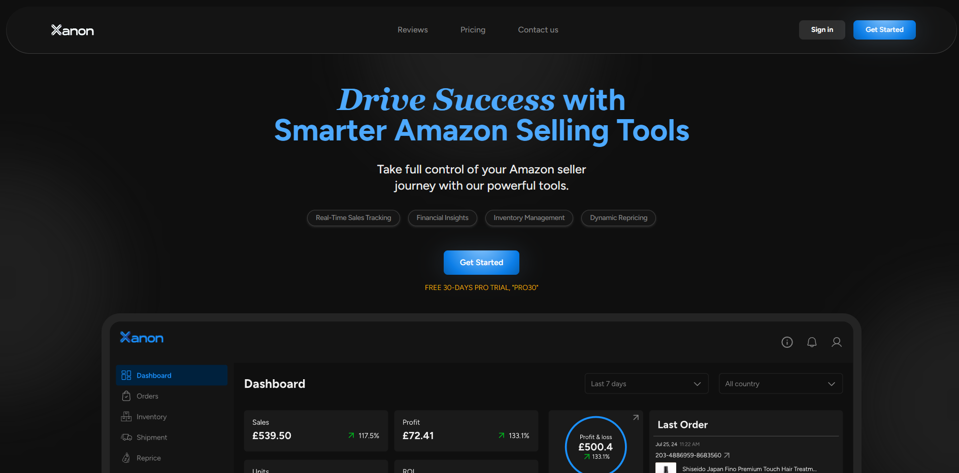 Screenshot of the Xanon website