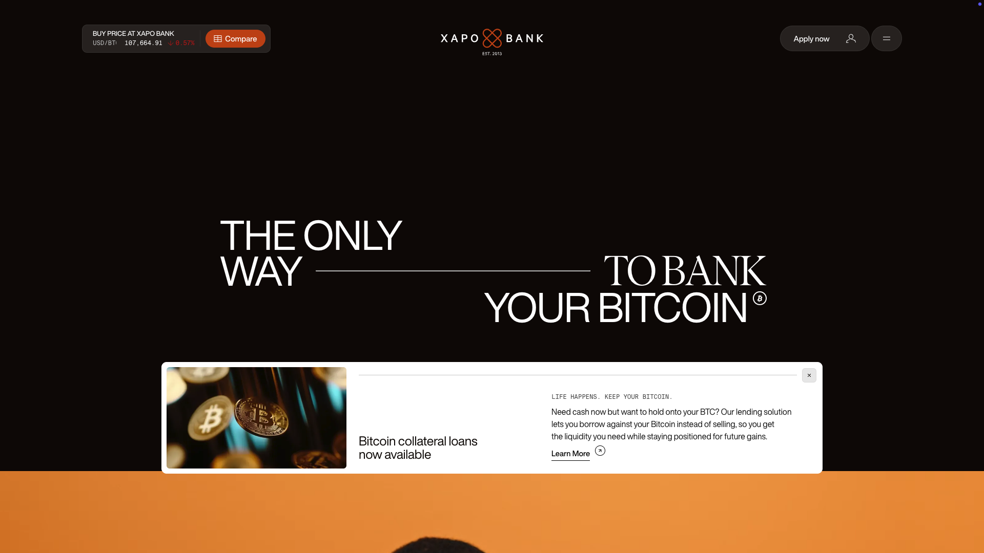 Screenshot of the Xapo Bank website