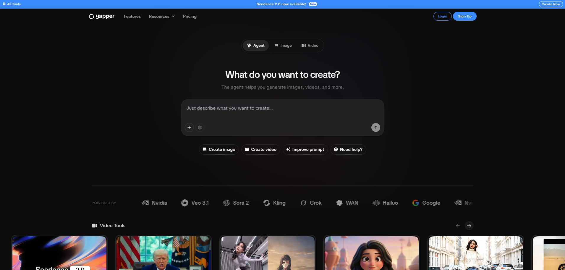 Screenshot of the Yapper website