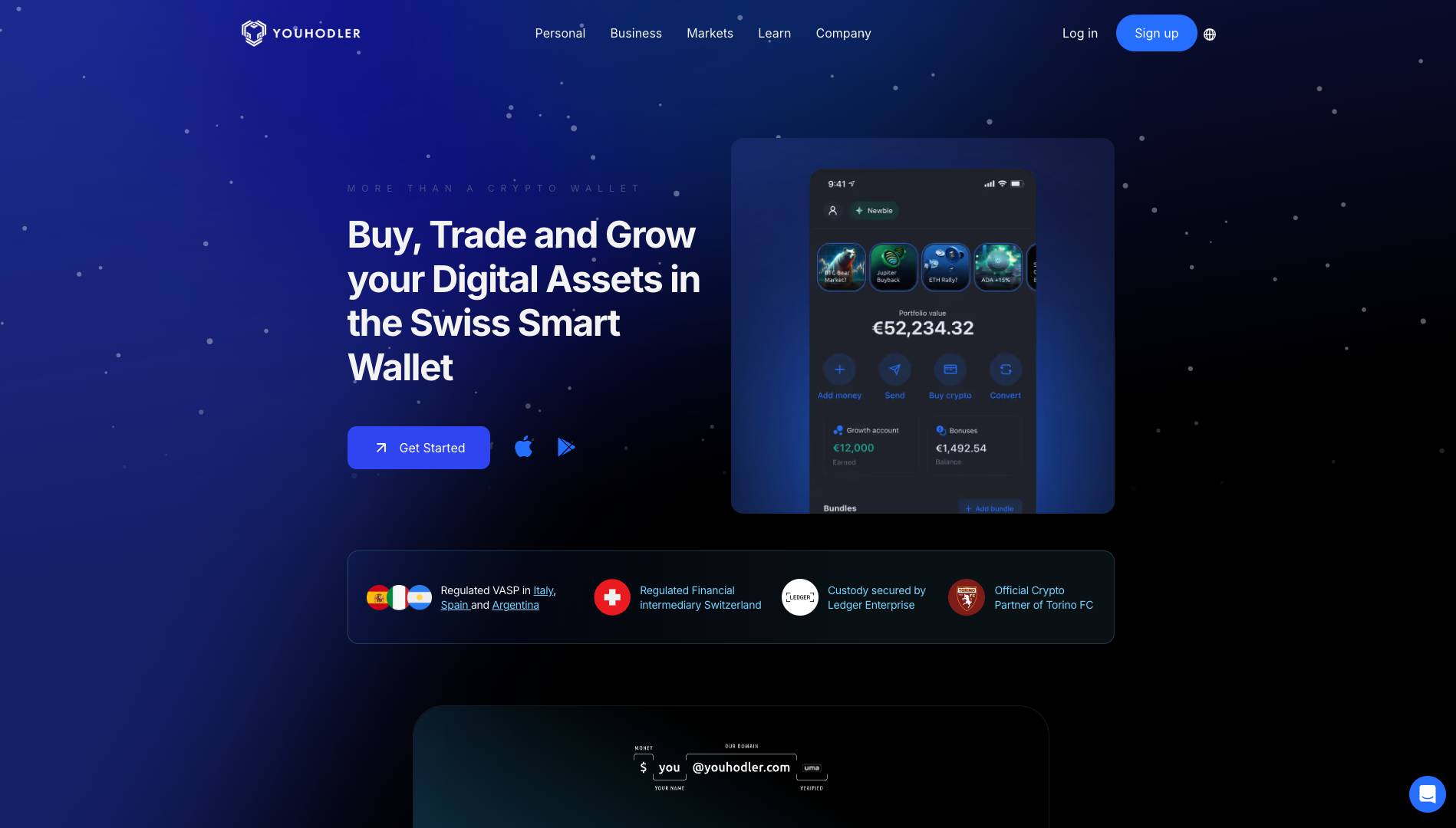 Screenshot of the YouHodler website