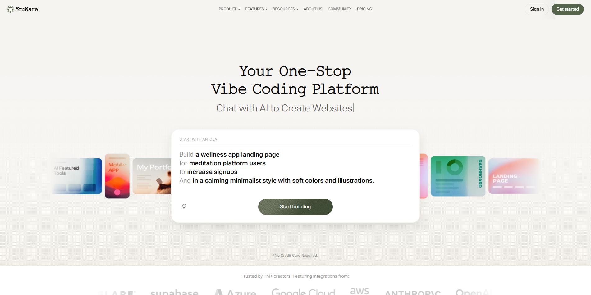 Screenshot of the YouWare website