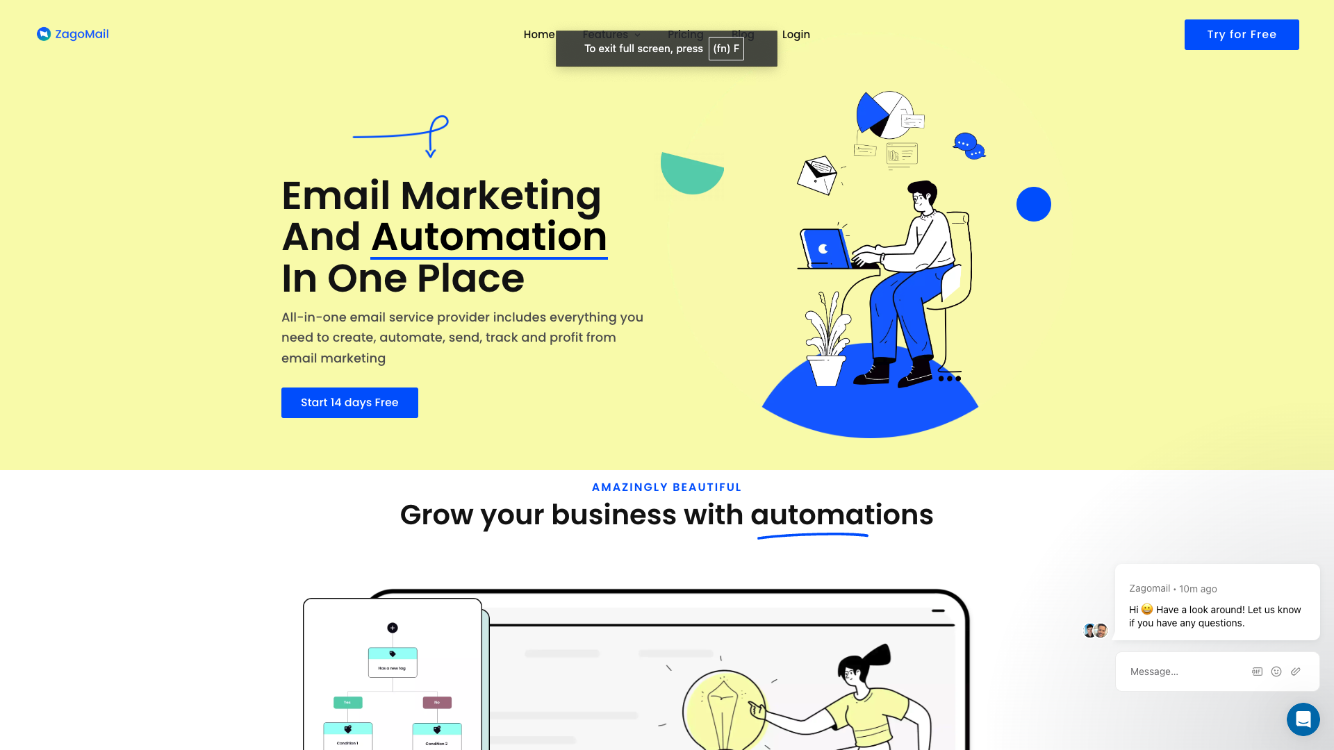 Screenshot of the Zagomail website