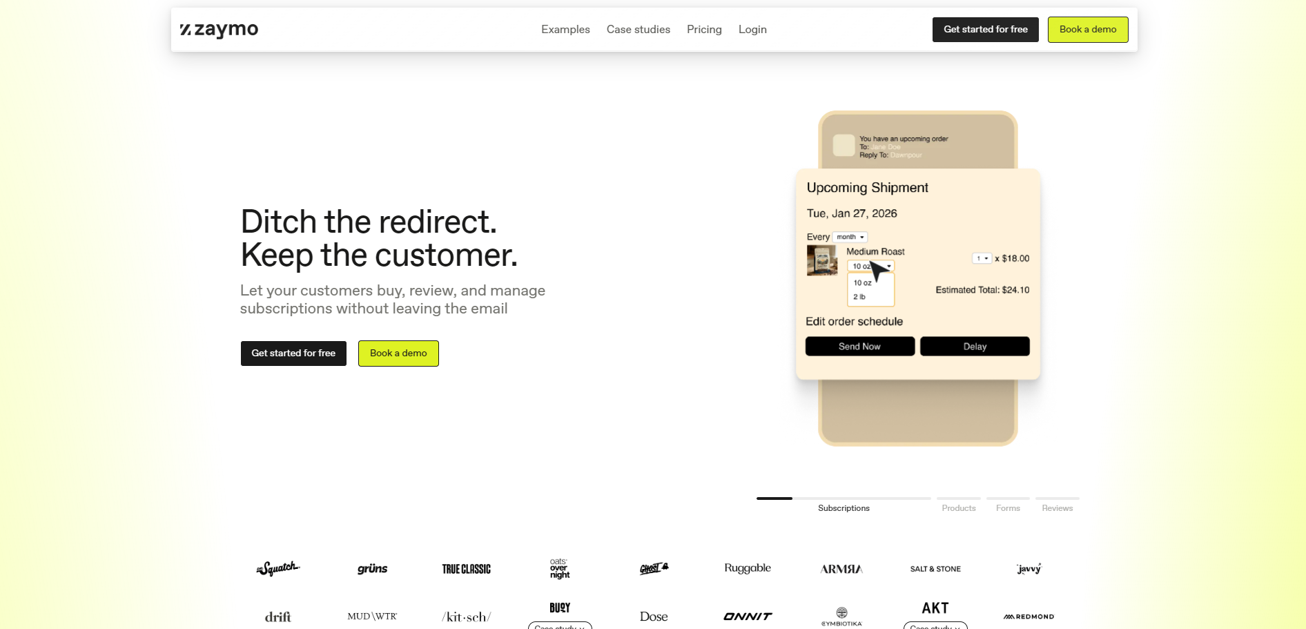 Screenshot of the Zaymo website