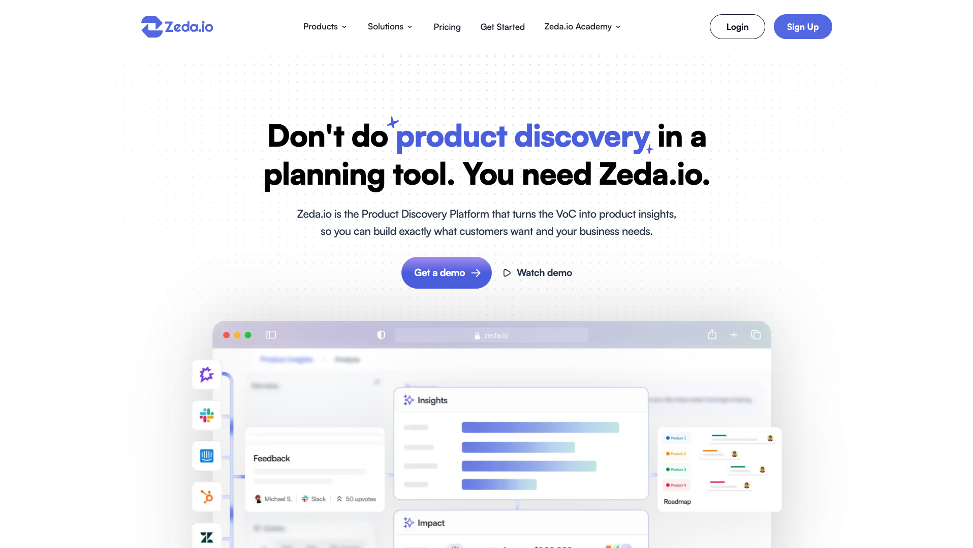Screenshot of the Zeda.io website