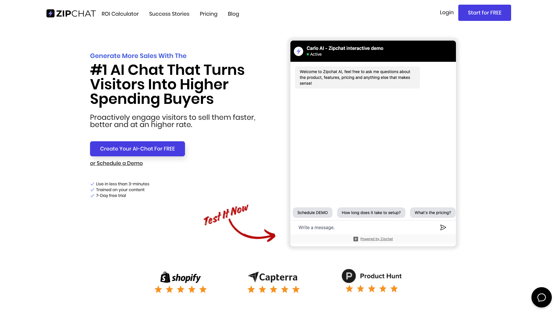 Screenshot of the ZipChat website