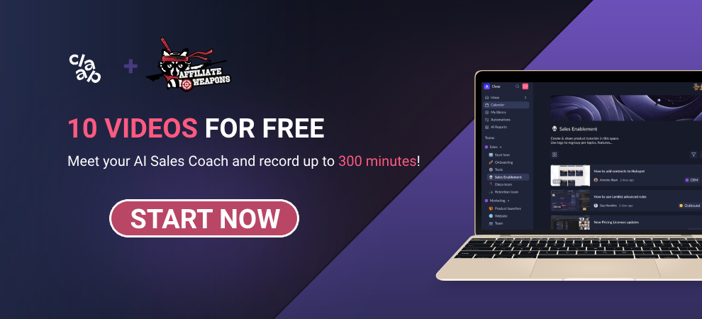 Record up to 300 minutes with Claap, the AI Sales Coach!