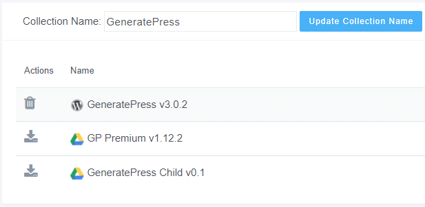  My GenereatePress collection in WP Reset